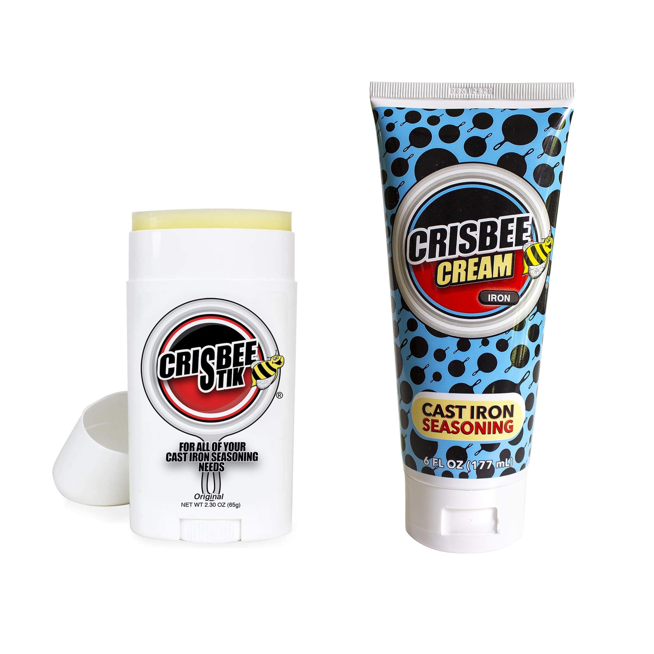 Crisbee Cast Iron Seasoning Kit (2 Pucks + Slick Stick)