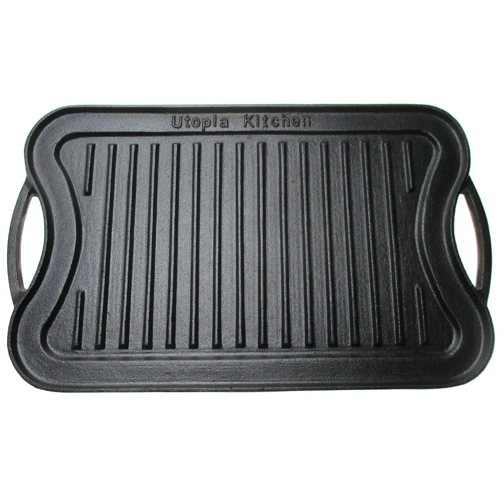 Utopia Kitchen 2-Burner Reversible Cast Iron Grill Griddle