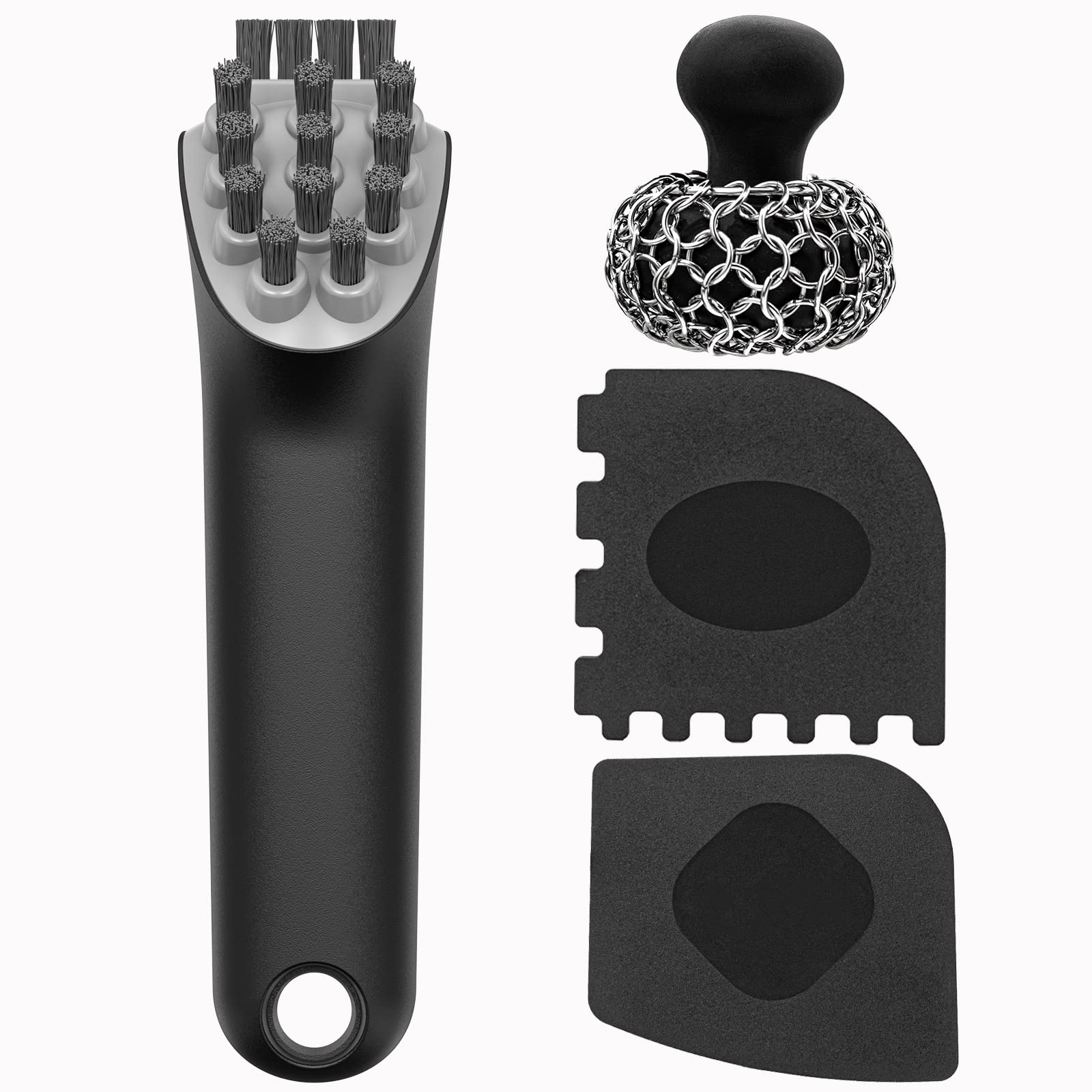Utopia Kitchen Cast Iron Scrub Brush Set (2 Brushes + 2 Scrapers)